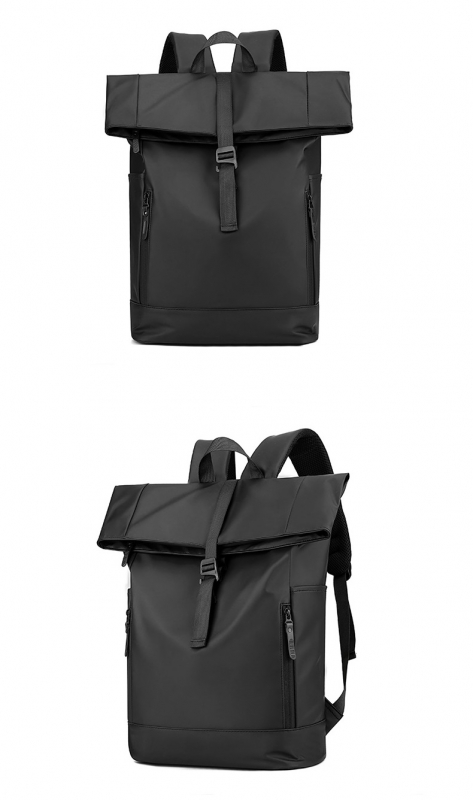 Custom PU-Coated Roll Top Laptop Backpack
