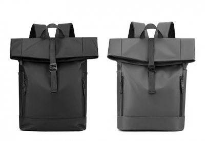 Custom PU-Coated Roll Top Laptop Backpack