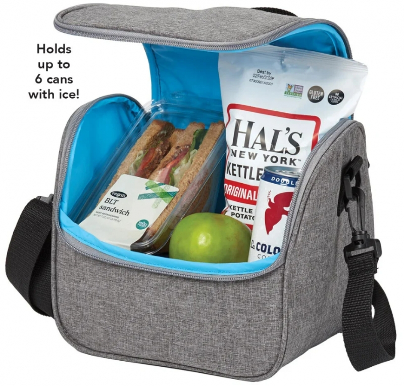 Custom 6-Can Heathered Lunch Cooler Bag